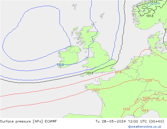 ciśnienie ECMWF wto. 28.05.2024 12 UTC