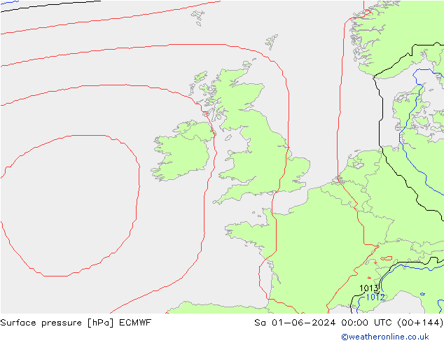 Surface pressure ECMWF Sa 01.06.2024 00 UTC