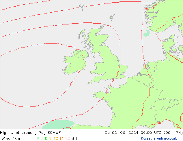 High wind areas ECMWF  02.06.2024 06 UTC