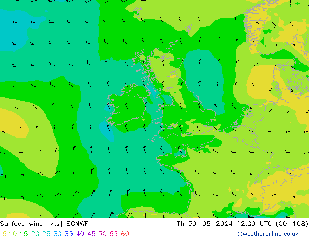 Surface wind ECMWF Th 30.05.2024 12 UTC