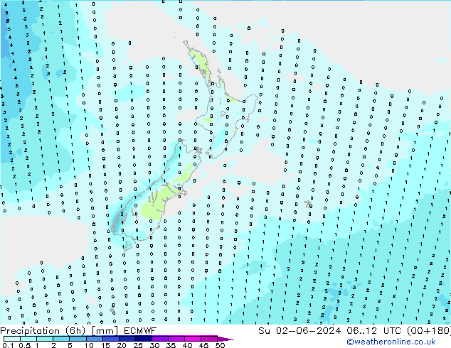 Precipitación (6h) ECMWF dom 02.06.2024 12 UTC