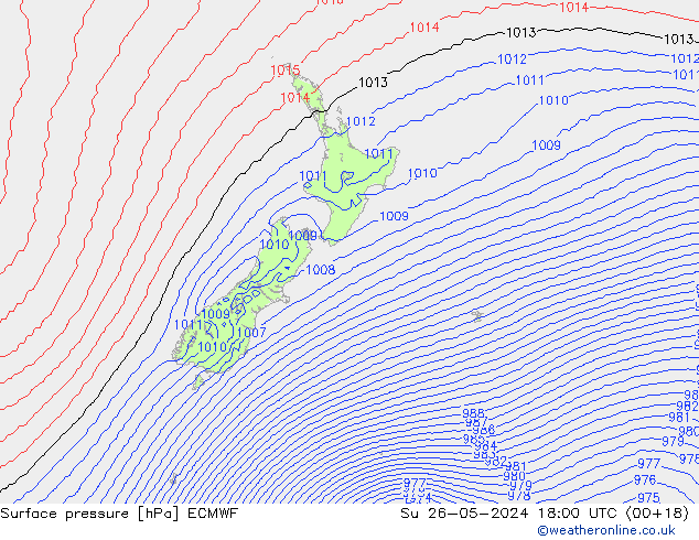 Bodendruck ECMWF So 26.05.2024 18 UTC