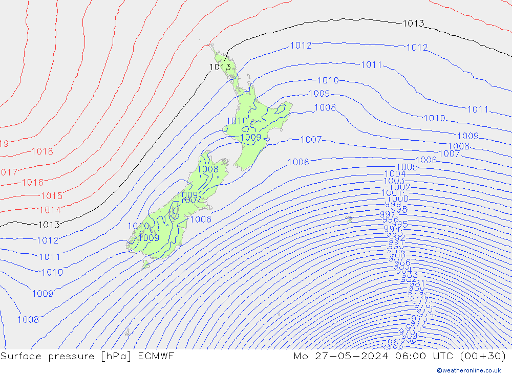 Luchtdruk (Grond) ECMWF ma 27.05.2024 06 UTC