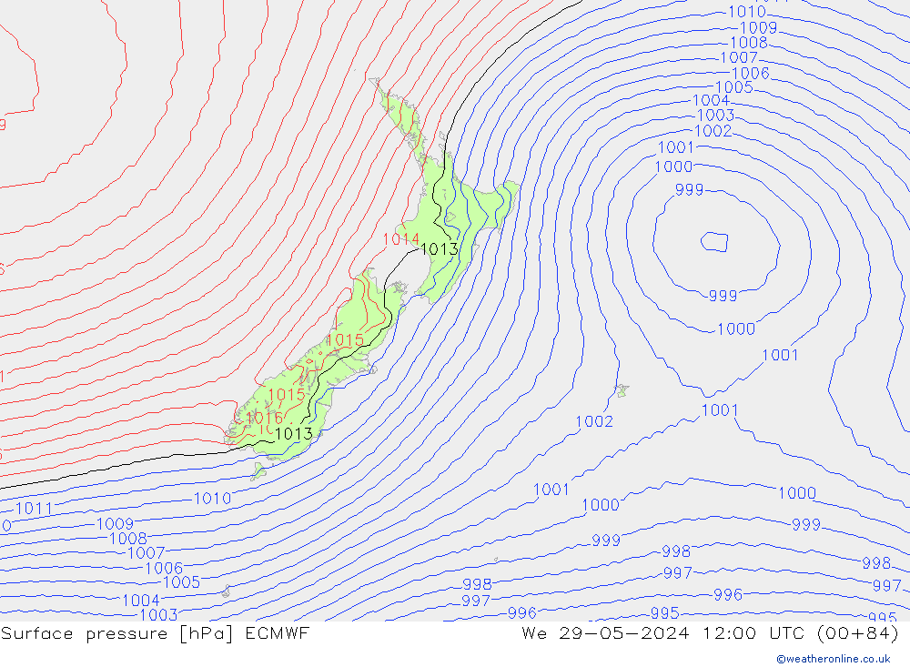 Atmosférický tlak ECMWF St 29.05.2024 12 UTC