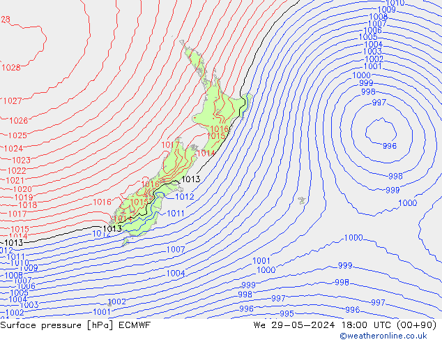 Bodendruck ECMWF Mi 29.05.2024 18 UTC