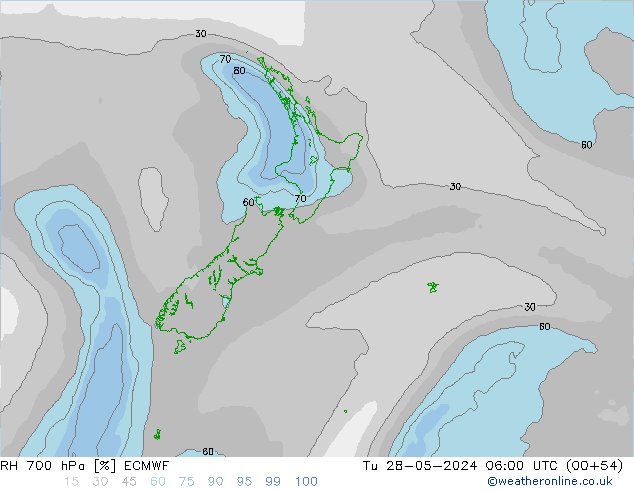 RH 700 hPa ECMWF Tu 28.05.2024 06 UTC
