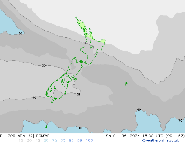 RH 700 hPa ECMWF Sa 01.06.2024 18 UTC