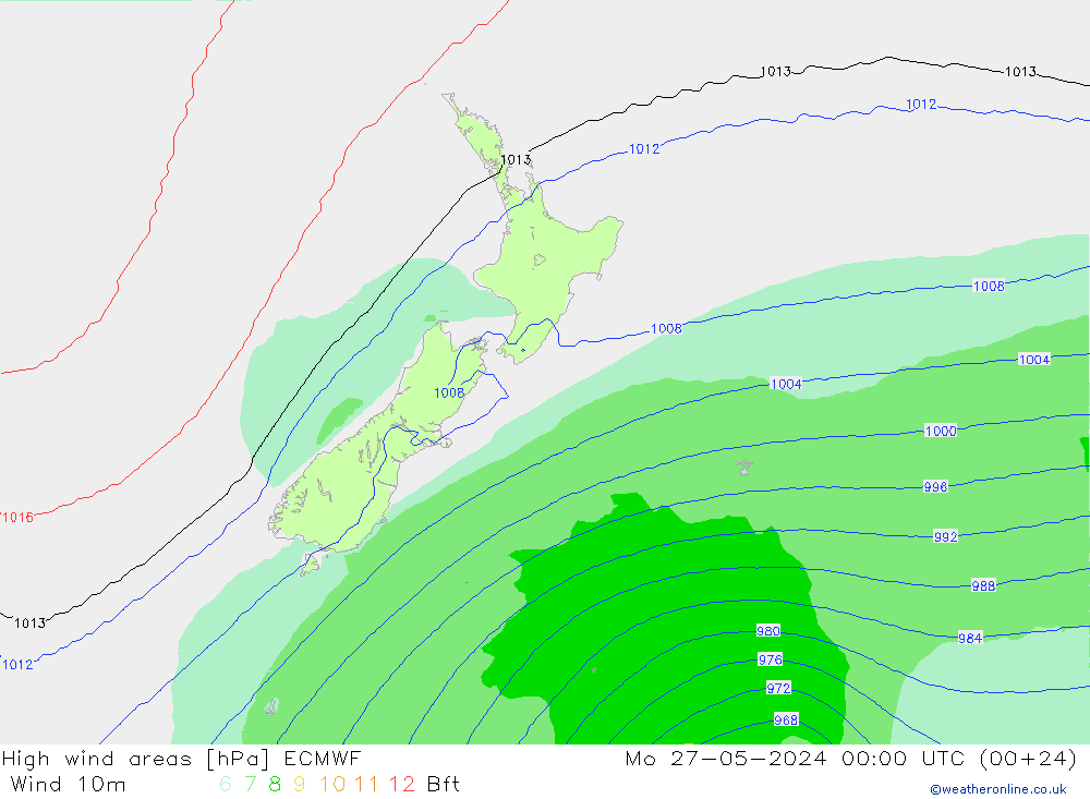 High wind areas ECMWF Seg 27.05.2024 00 UTC