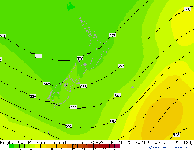 Height 500 hPa Spread ECMWF Fr 31.05.2024 06 UTC