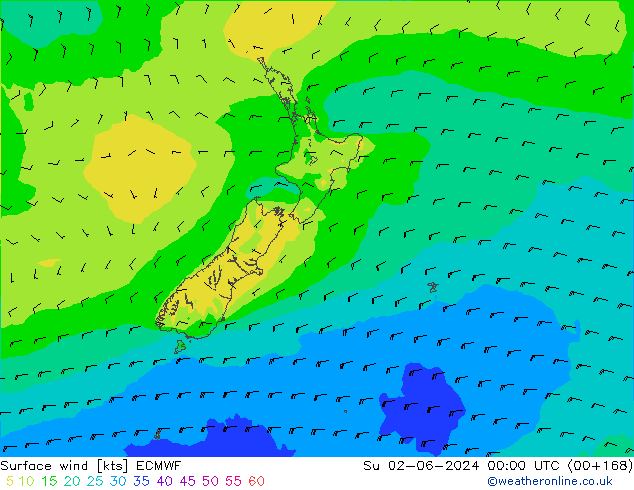 Viento 10 m ECMWF dom 02.06.2024 00 UTC