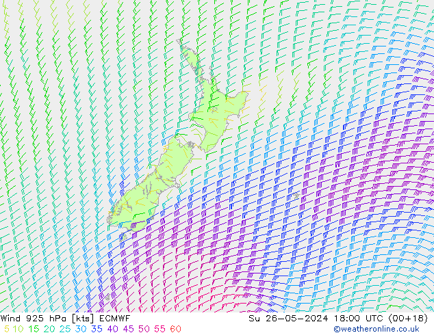 Rüzgar 925 hPa ECMWF Paz 26.05.2024 18 UTC