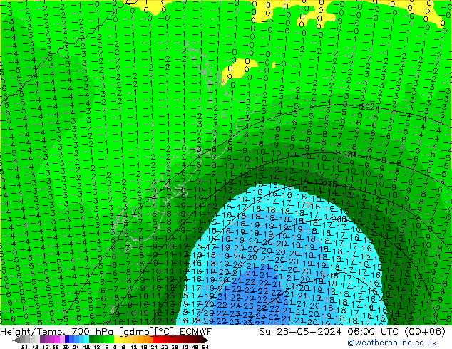 Height/Temp. 700 hPa ECMWF Su 26.05.2024 06 UTC