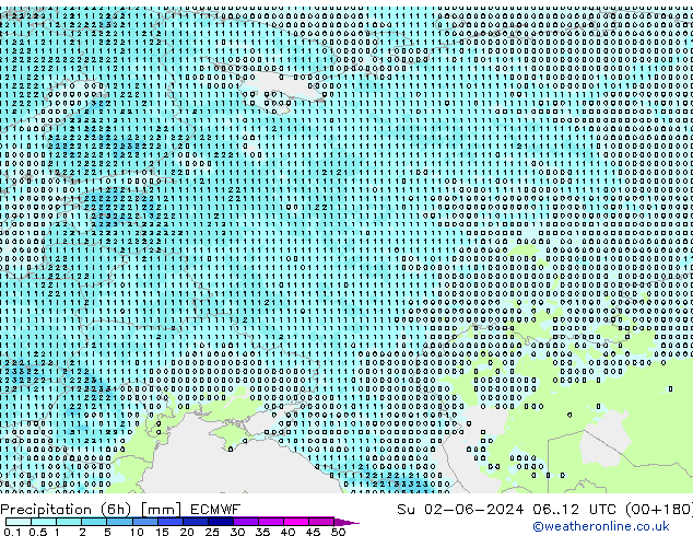 Precipitación (6h) ECMWF dom 02.06.2024 12 UTC