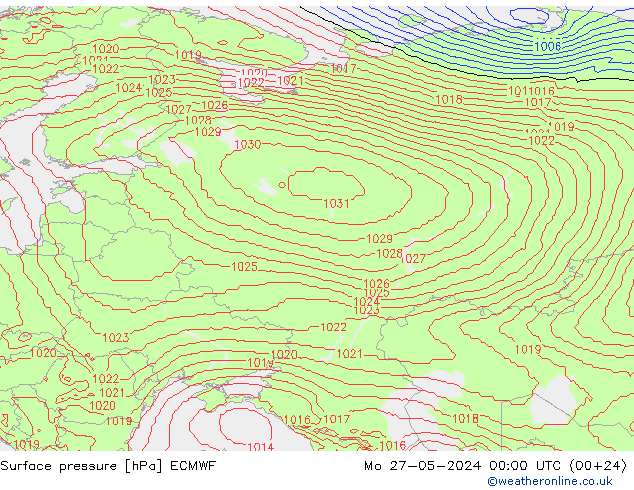 Surface pressure ECMWF Mo 27.05.2024 00 UTC