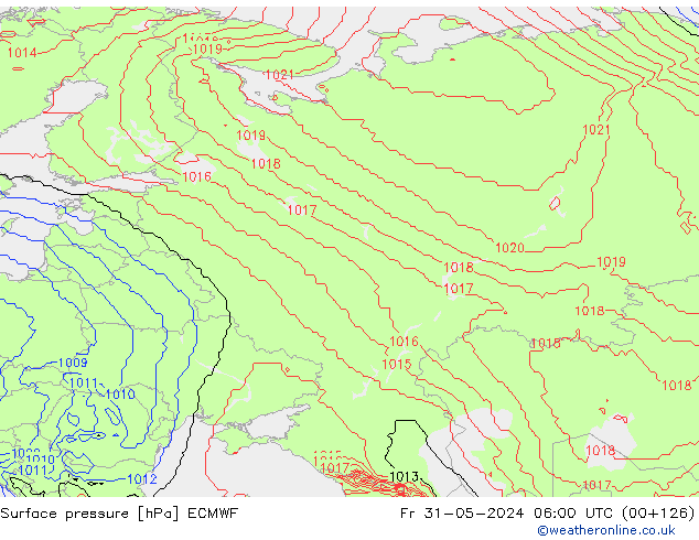 pressão do solo ECMWF Sex 31.05.2024 06 UTC