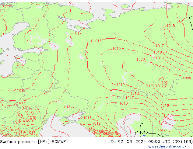 Yer basıncı ECMWF Paz 02.06.2024 00 UTC