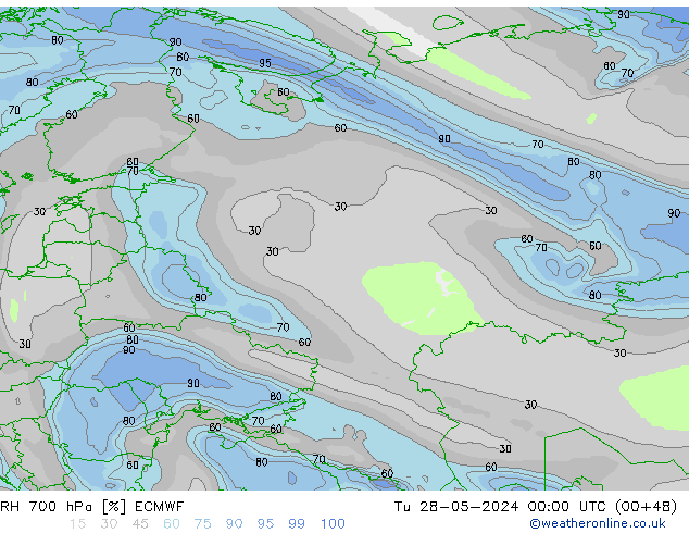 RH 700 hPa ECMWF Tu 28.05.2024 00 UTC
