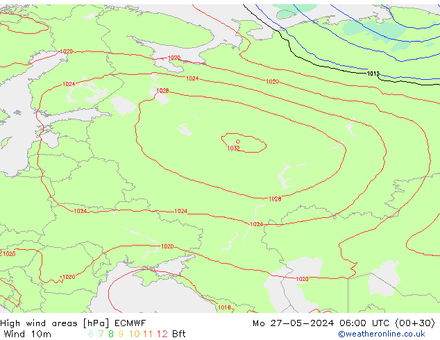 Windvelden ECMWF ma 27.05.2024 06 UTC