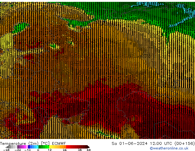 Temperatura (2m) ECMWF sáb 01.06.2024 12 UTC