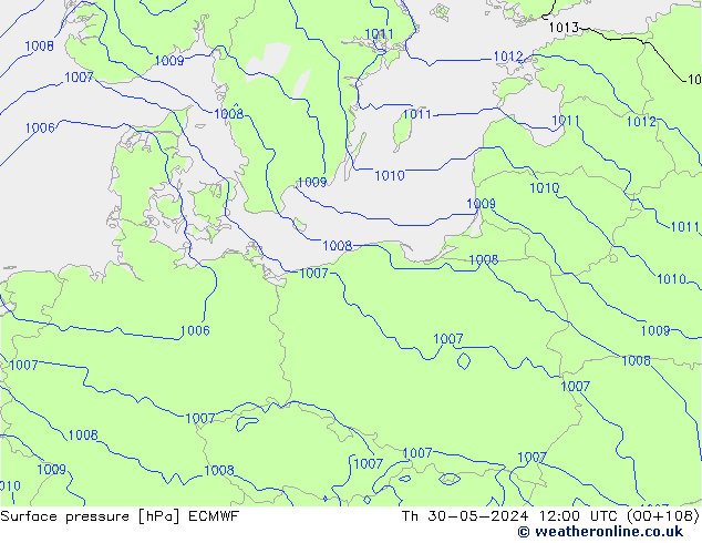 Surface pressure ECMWF Th 30.05.2024 12 UTC