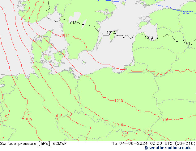 Atmosférický tlak ECMWF Út 04.06.2024 00 UTC