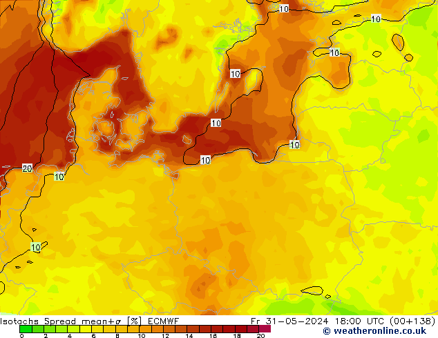 Isotachs Spread ECMWF ven 31.05.2024 18 UTC