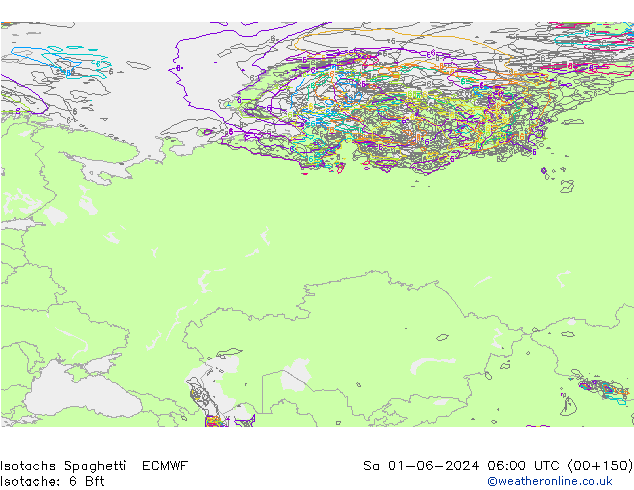 Isotachs Spaghetti ECMWF Sa 01.06.2024 06 UTC
