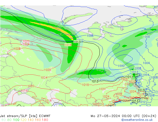 Corriente en chorro ECMWF lun 27.05.2024 00 UTC