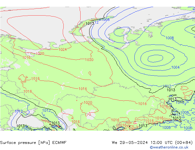 Surface pressure ECMWF We 29.05.2024 12 UTC