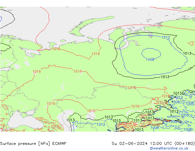 pression de l'air ECMWF dim 02.06.2024 12 UTC