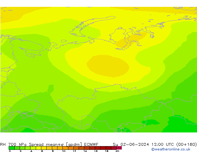 RH 700 hPa Spread ECMWF So 02.06.2024 12 UTC