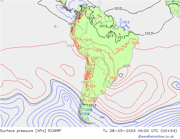 Surface pressure ECMWF Tu 28.05.2024 06 UTC