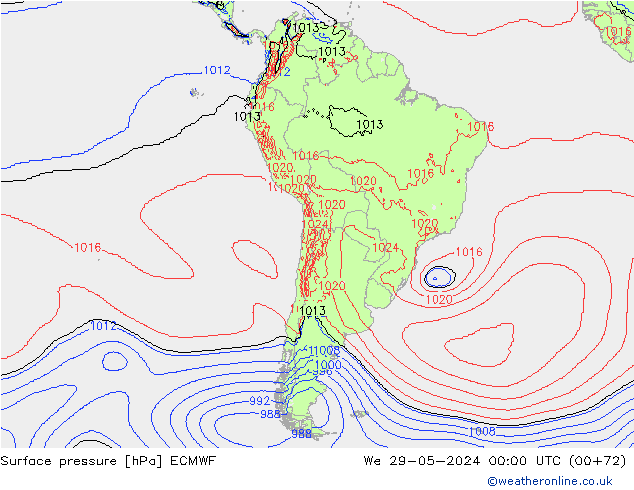 Luchtdruk (Grond) ECMWF wo 29.05.2024 00 UTC