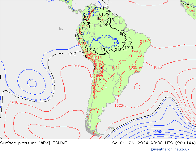 pressão do solo ECMWF Sáb 01.06.2024 00 UTC