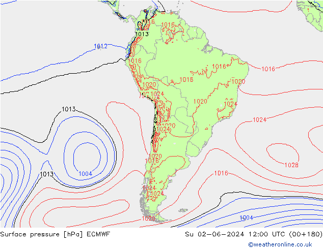 Bodendruck ECMWF So 02.06.2024 12 UTC