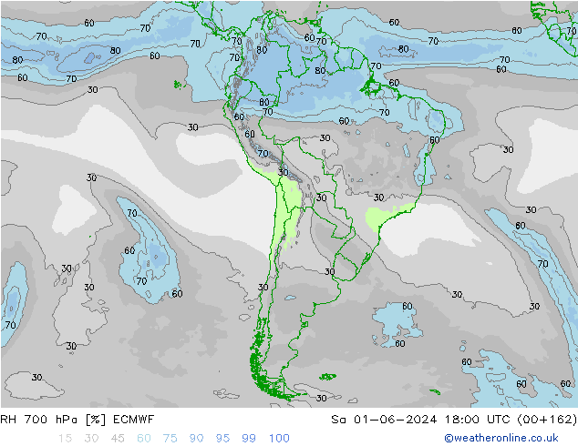 RH 700 hPa ECMWF Sa 01.06.2024 18 UTC