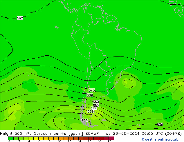 Height 500 hPa Spread ECMWF We 29.05.2024 06 UTC