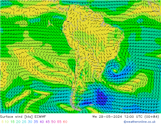 Wind 10 m ECMWF wo 29.05.2024 12 UTC