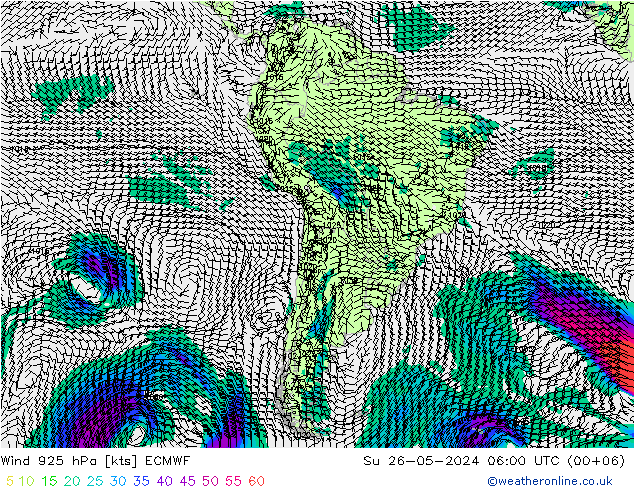 Wind 925 hPa ECMWF Su 26.05.2024 06 UTC