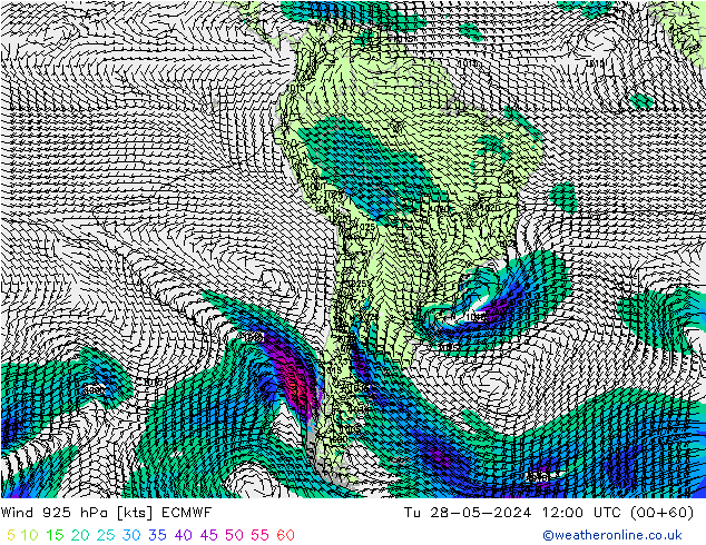 Wind 925 hPa ECMWF Tu 28.05.2024 12 UTC