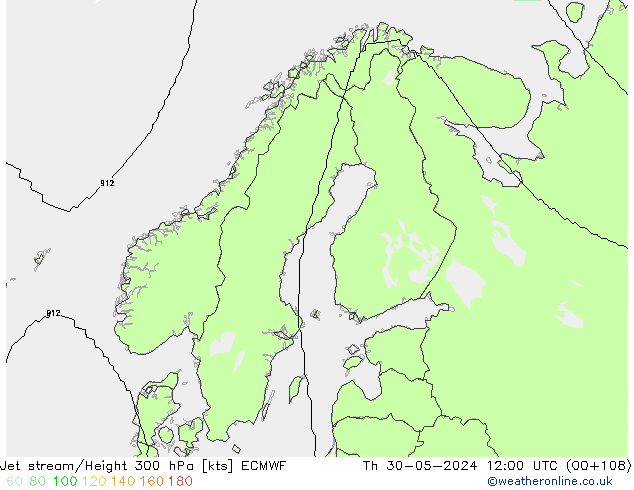 Jet stream/Height 300 hPa ECMWF Th 30.05.2024 12 UTC