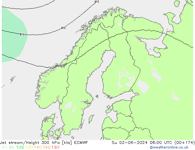 Jet stream ECMWF Dom 02.06.2024 06 UTC