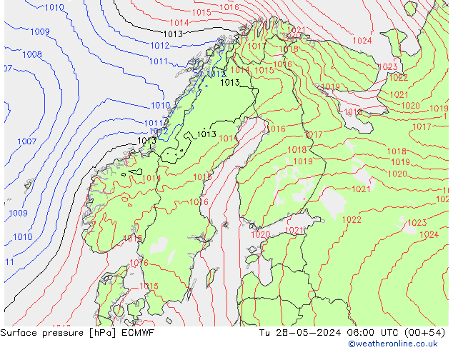 приземное давление ECMWF вт 28.05.2024 06 UTC