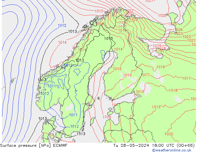 Surface pressure ECMWF Tu 28.05.2024 18 UTC