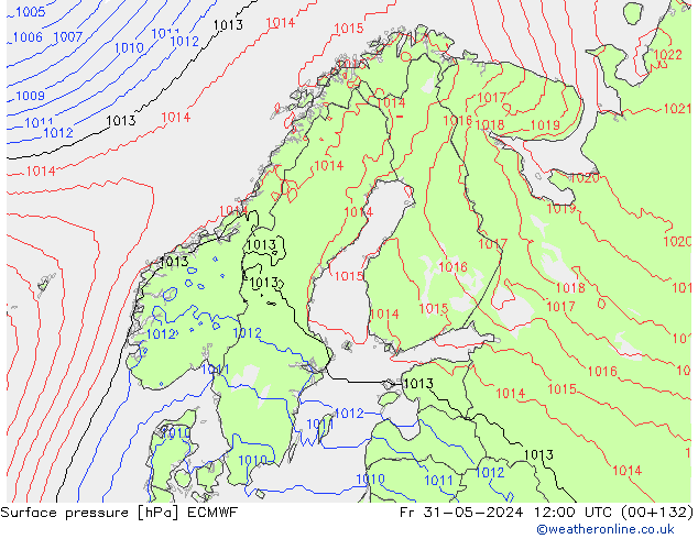 Atmosférický tlak ECMWF Pá 31.05.2024 12 UTC