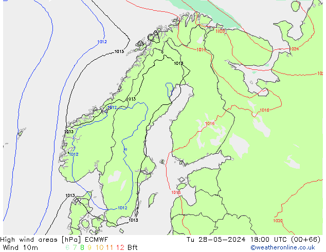 High wind areas ECMWF mar 28.05.2024 18 UTC