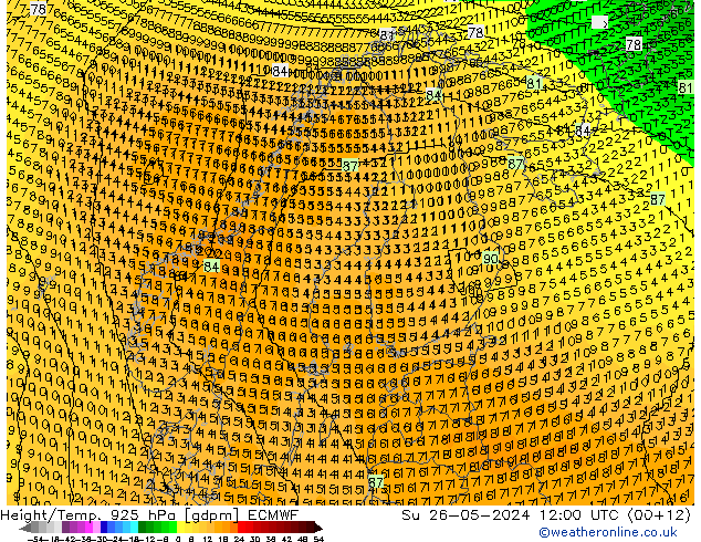 Height/Temp. 925 hPa ECMWF 星期日 26.05.2024 12 UTC