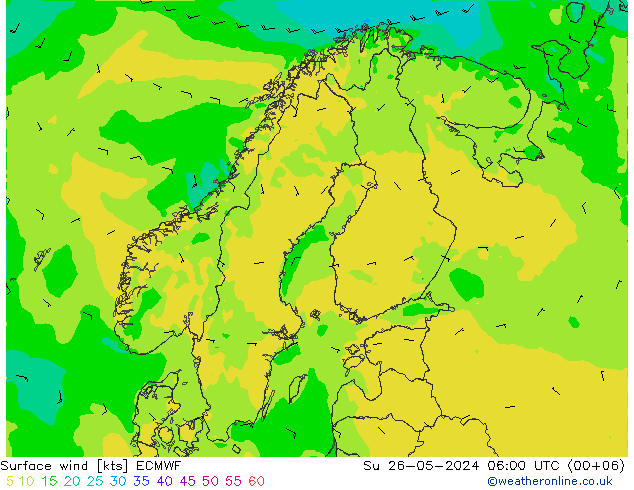 Surface wind ECMWF Su 26.05.2024 06 UTC