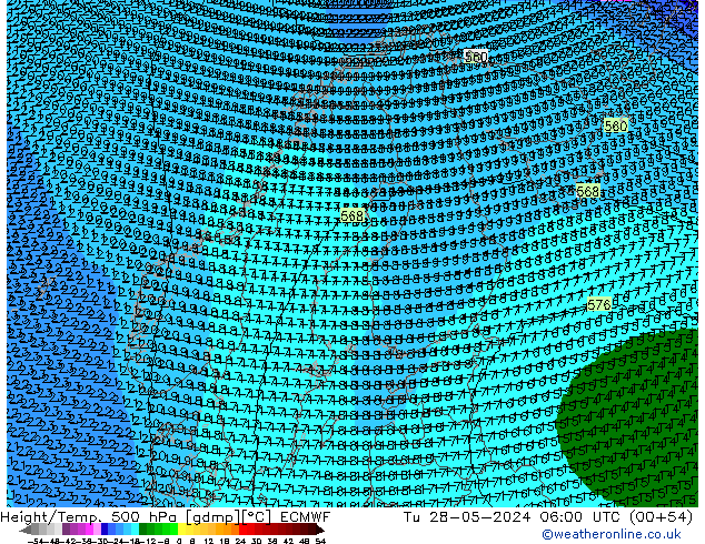 Height/Temp. 500 hPa ECMWF Ter 28.05.2024 06 UTC