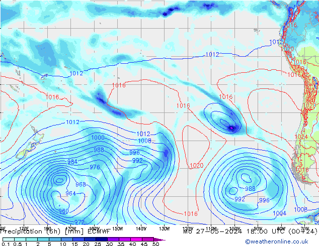 Yağış (6h) ECMWF Pzt 27.05.2024 00 UTC